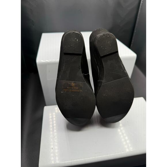 Top Moda Black Suede Wedge Heels - Size 8W - Picture 11 of 12